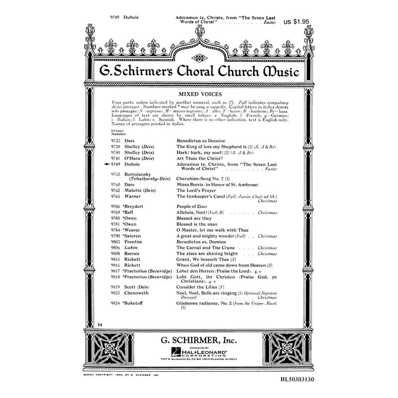 ADORAMUS TE CHRISTE (FROM THE LAST WORDS OF CHRIST) SATB