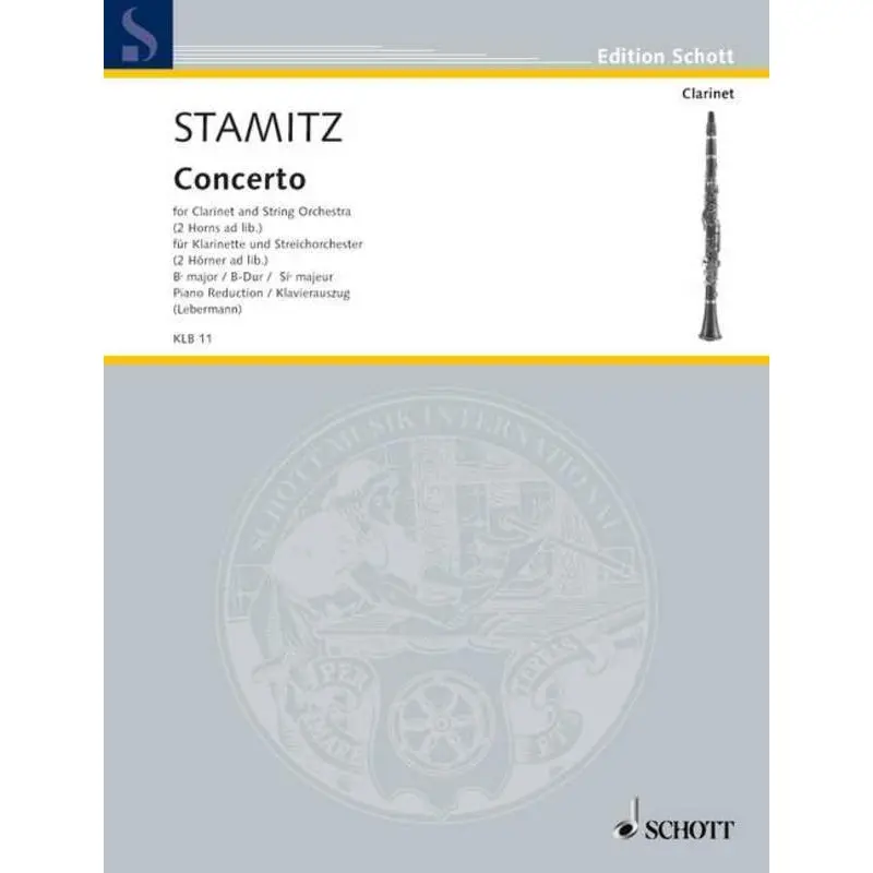 STAMITZ - CONCERTO B FLAT CLARINET/PIANO