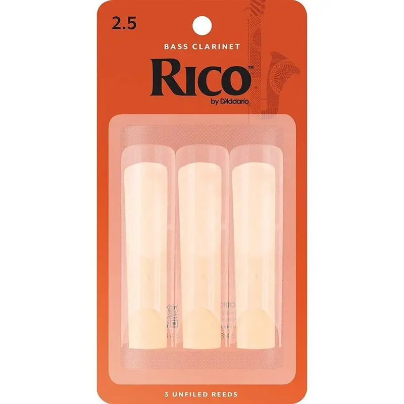 Rico by D'Addario Bass Clarinet Reeds, Strength 2.5, 3-pack