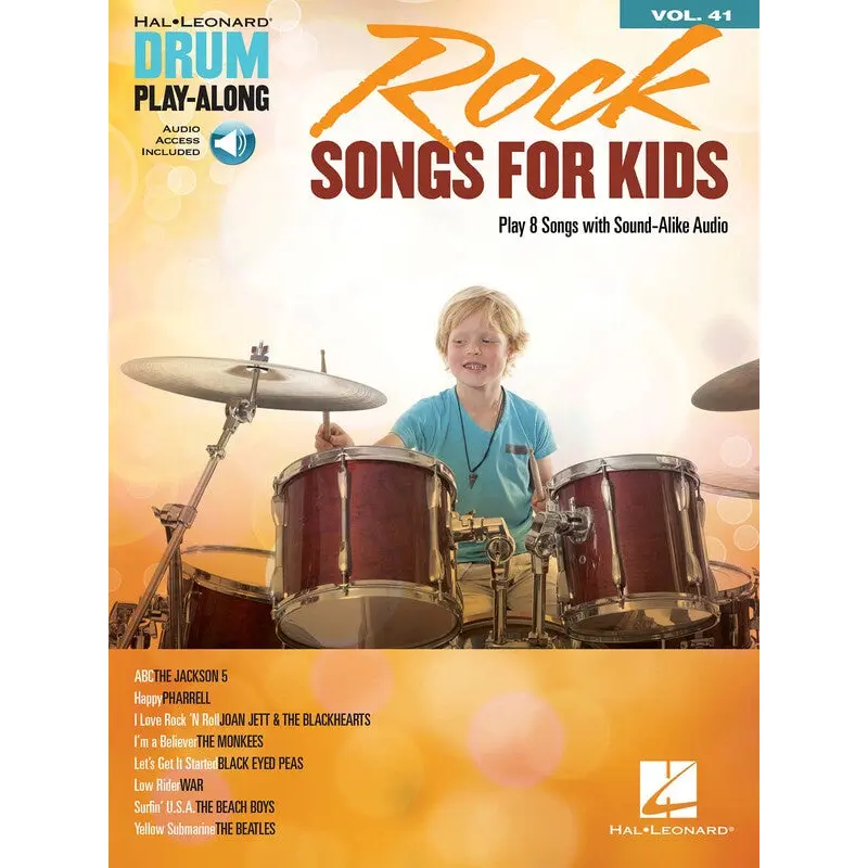 ROCK SONGS FOR KIDS DRUM PLAYALONG V41 BK/OLA