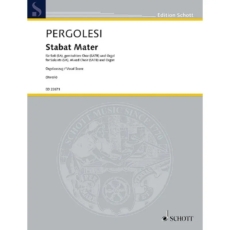 PERGOLESI - STABAT MATER CHORAL/ORGAN SCORE