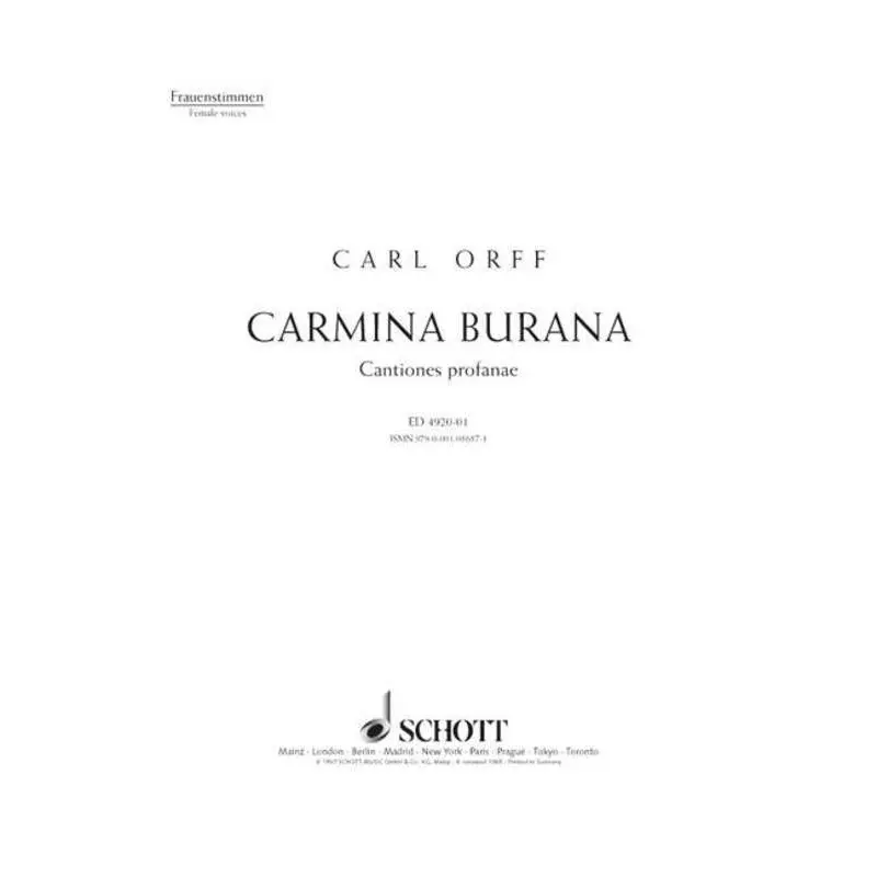 ORFF - CARMINA BURANA WOMENS CHORUS SA