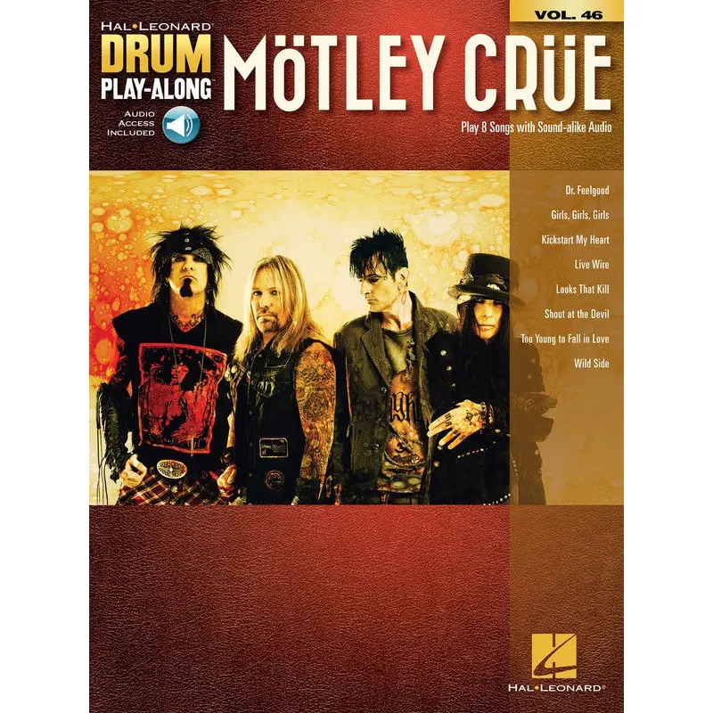 MOTLEY CRUE DRUM PLAYALONG V46 BK/OLA