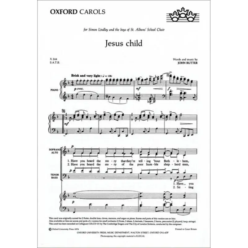 JESUS CHILD SATB/PNO