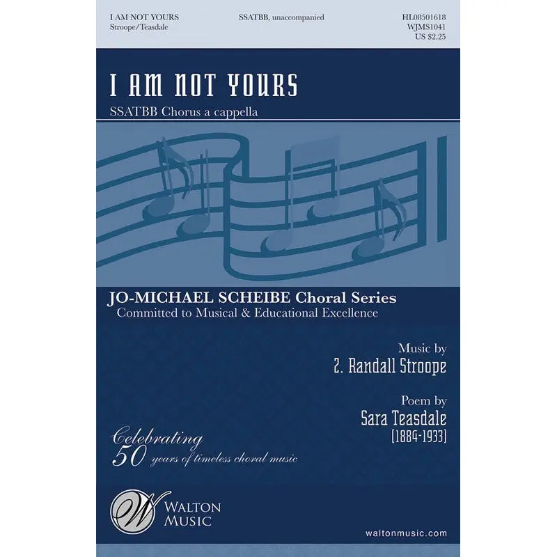 I AM NOT YOURS SSATBB A CAPPELLA