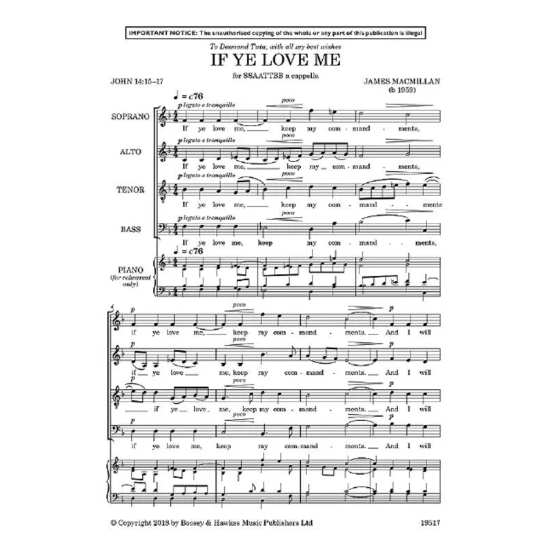 IF YE LOVE ME SSAATTBB A CAPPELLA