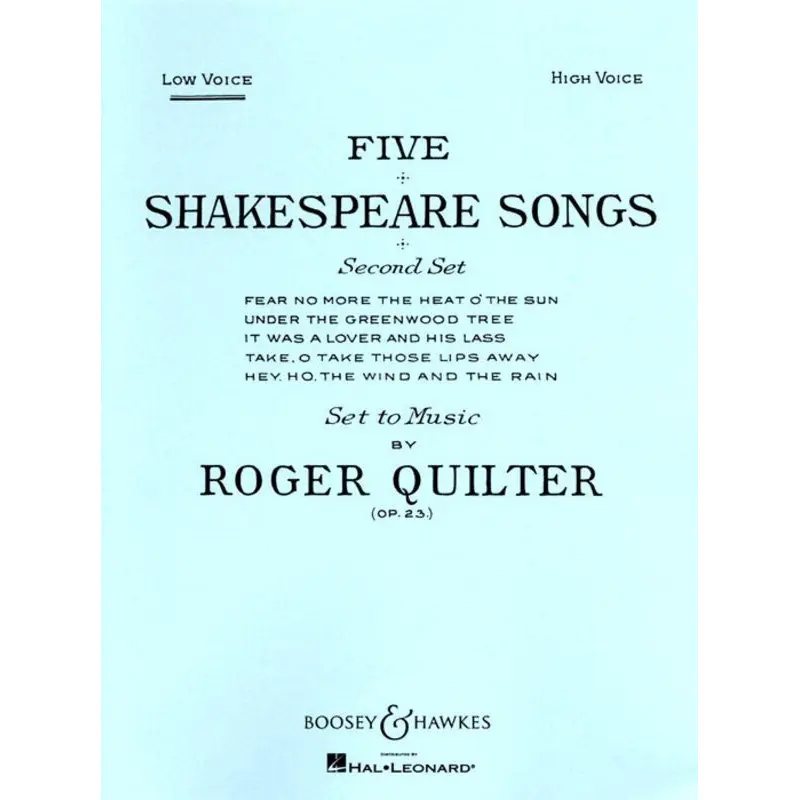 FIVE SHAKESPEARE SONGS OP 23 LOW VOICE