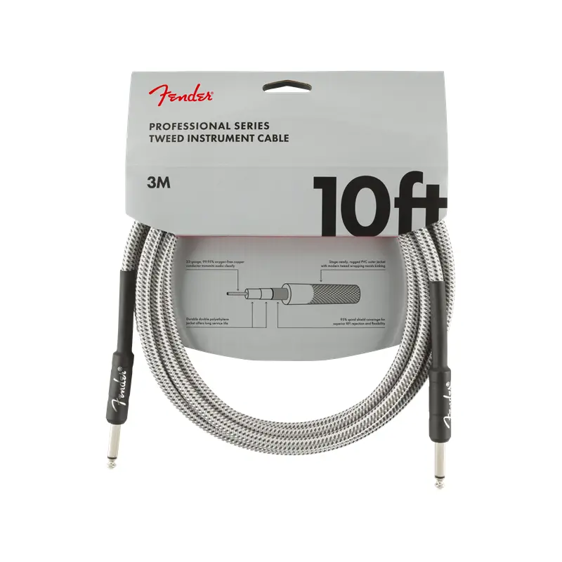 Fender PRO SERIES INSTRUMENT CABLE, TWEED 10', White