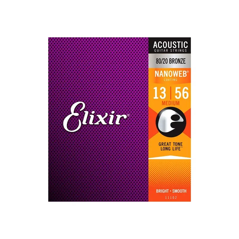 Elixir 11102 Acoustic 80/20 Bronze w/ Nanoweb Coating - Medium (13-56)