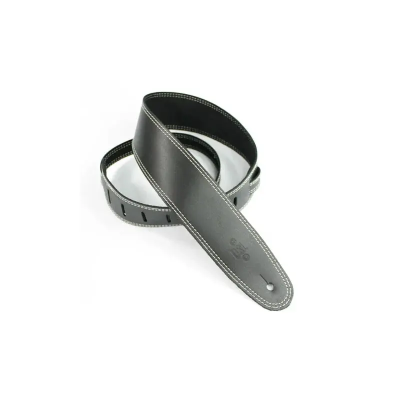 2.5 INCH SINGLE LAYER STRAP BLACK/BEIGE STITCH