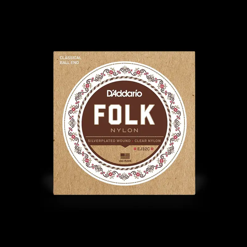 D'Addario EJ32C Folk Nylon Guitar Strings, Ball End