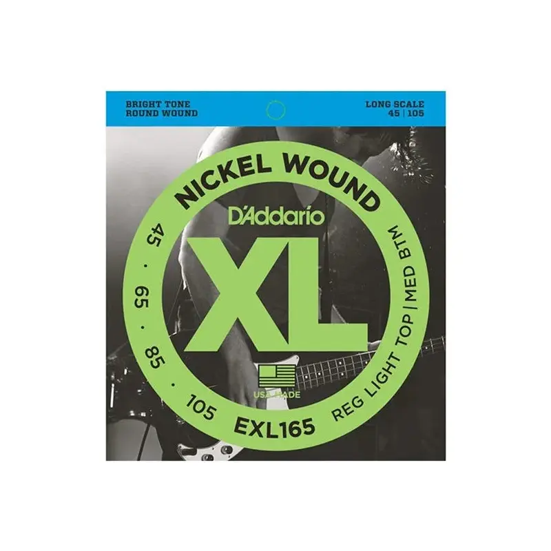 D'Addario EXL165 Nickel Wound Bass Guitar Strings - Custom Light Long Scale (45-105)