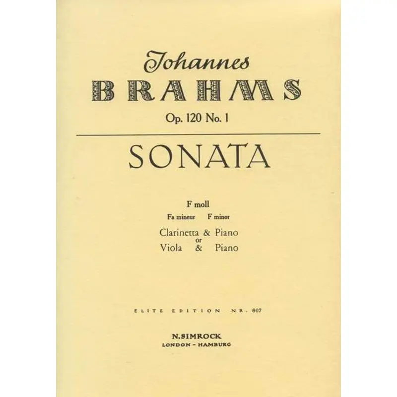 BRAHMS - SONATA OP 120 NO 1 CLARINET/PIANO