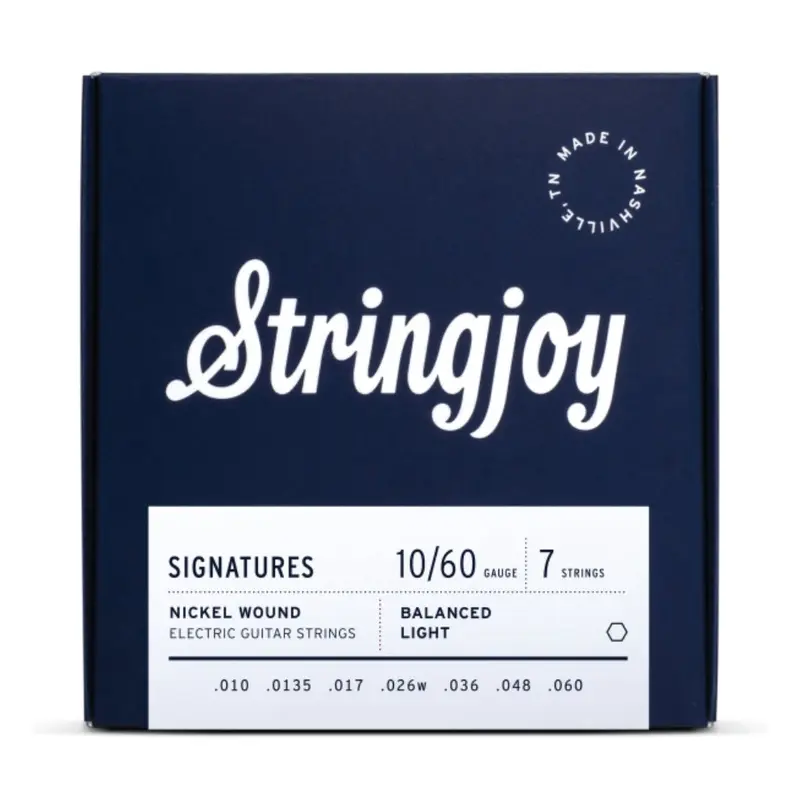 Stringjoy Signatures | 7 String Balanced Light Gauge (10-60) Nickel Wound Electric Guitar Strings