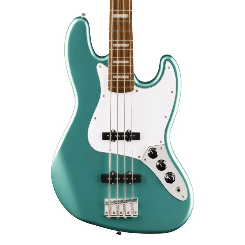Squier Affinity Series Active Jazz Bass with Laurel Fingerboard and White Pickguard - Mystic Sea Foam Green