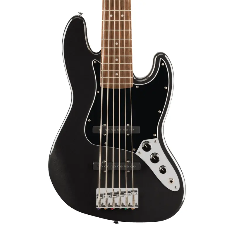 Squier Affinity Series Jazz Bass VI with Laurel Fingerboard and Black Pickguard - Black Metallic