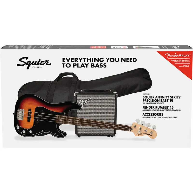 Squier Affinity Series Precision Bass PJ Pack 3 Color Sunburst
