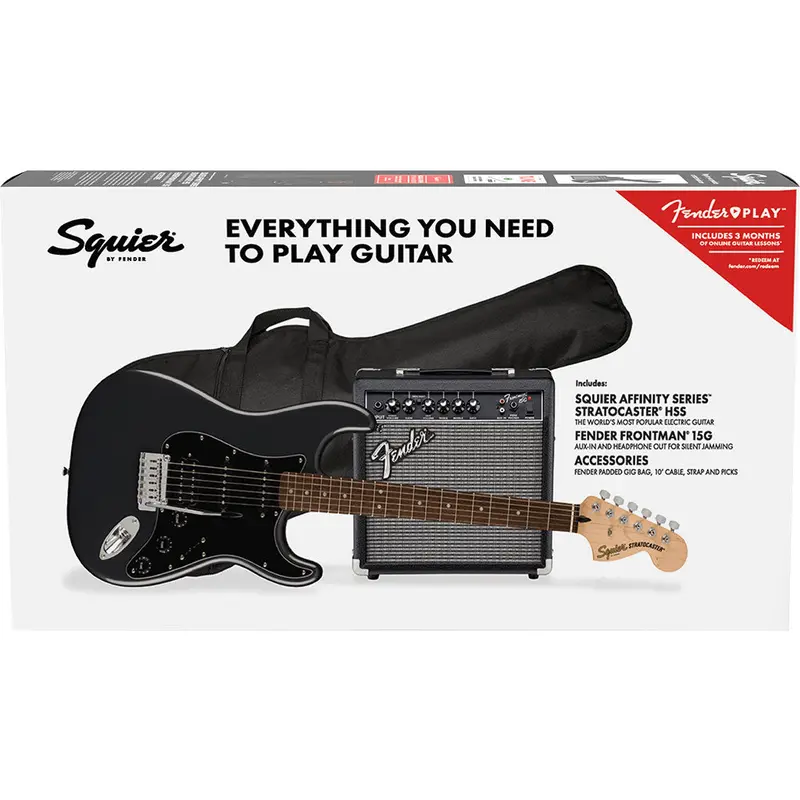 Squier Affinity Series Stratocaster HSS Pack in Charcoal Frost Metallic