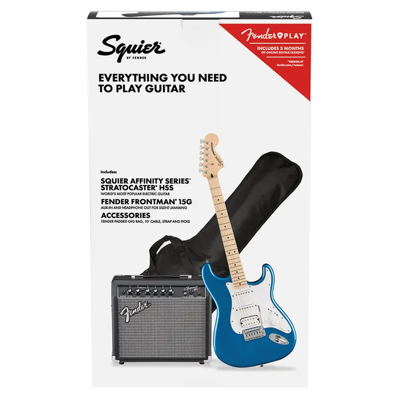Squier Affinity Series Stratocaster HSS Pack in Lake Placid Blue