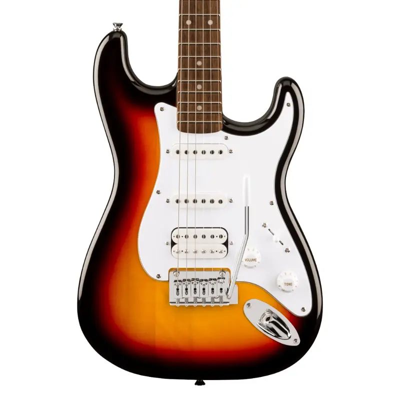Squier Affinity Series Stratocaster Junior HSS Laurel Fingerboard with White Pickguard - 3 Colour Sunburst