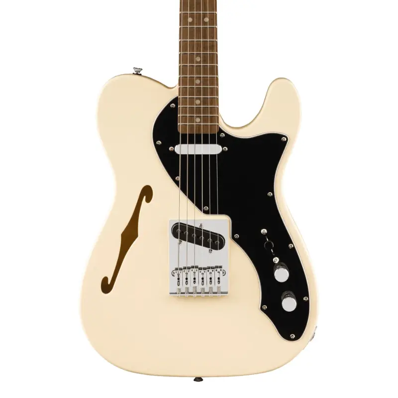 Squier Affinity Series Telecaster Thinline Laurel Fingerboard with Black Pickguard - Olympic White