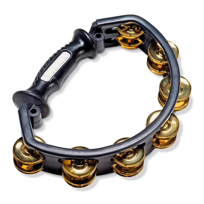 Sonor Black Tambourine With Handle - Brass Jingles