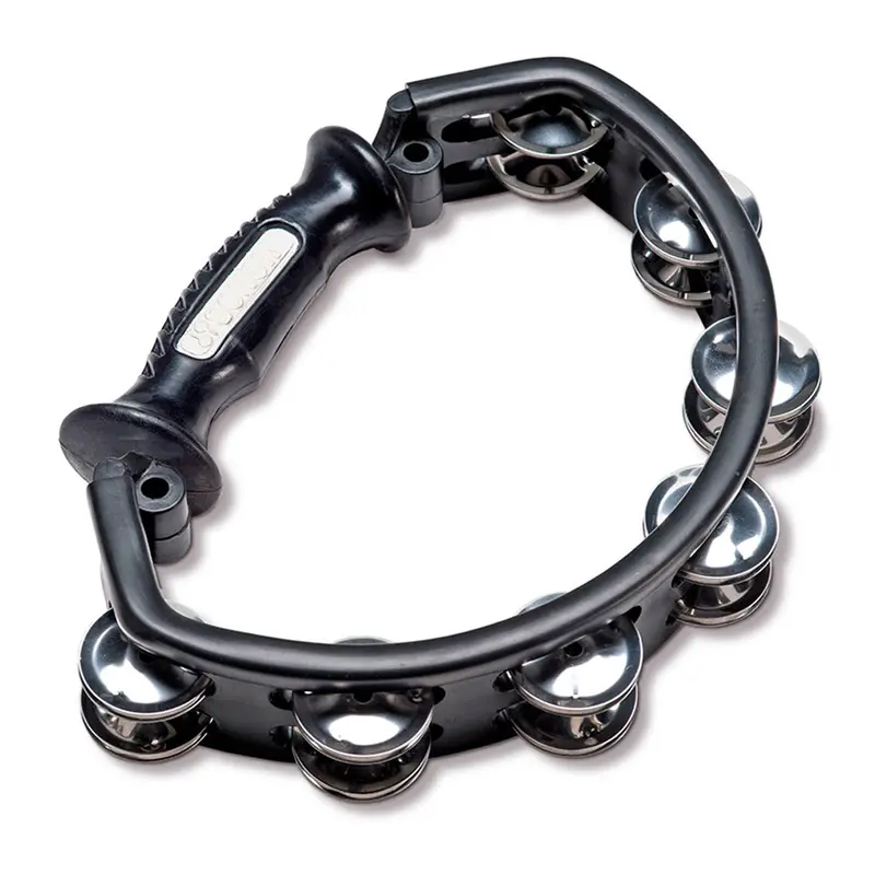 Sonor Black Tambourine With Handle - Steel Jingles