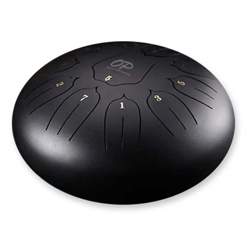Opus 12" Tongue Drum - C - Black - Lotus Patern