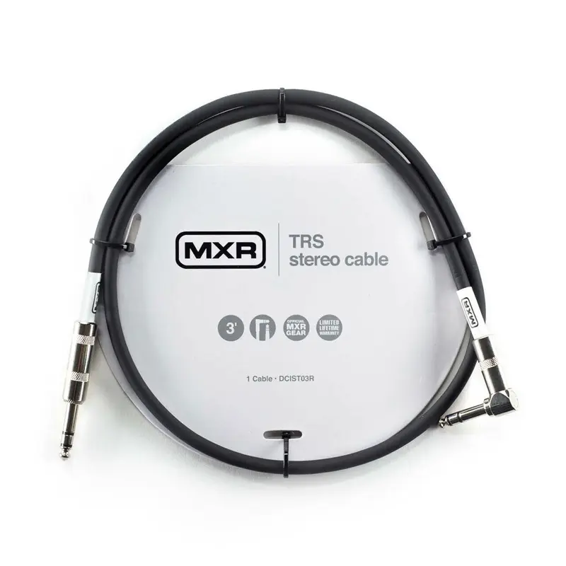 MXR DCIST03R Stereo Cable - TRS Male to Right Angle TRS Male - 3 foot