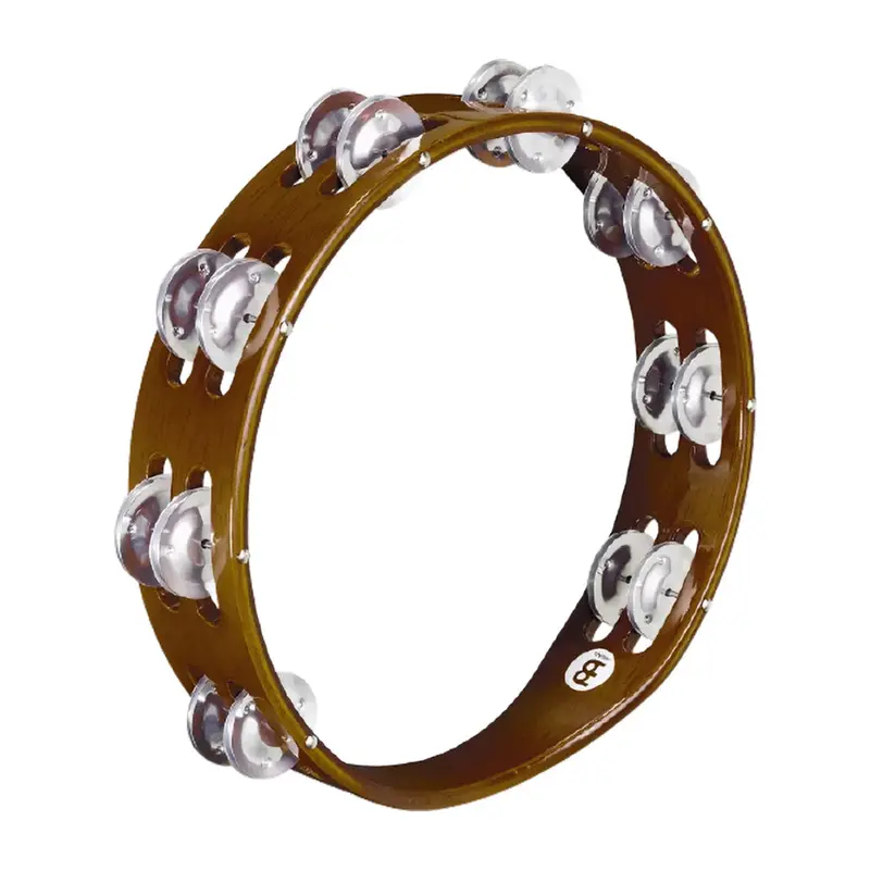Meinl TA2A-AB Wood Tambourine - African Brown - Aluminium Jingles