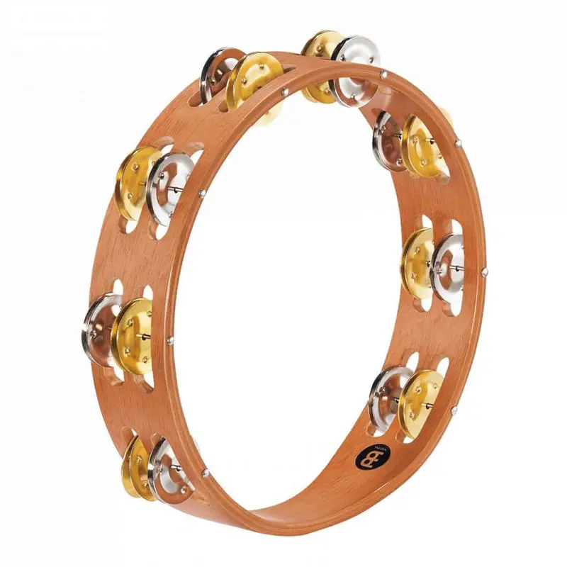 Meinl Wood Tambourine with 2 Rows Dual Alloy Jingles - Super Natural