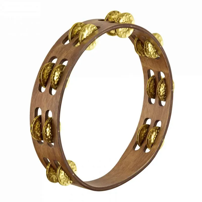 Meinl Wood Tambourine With 2 Rows Hamm Brass - Walnut Brown