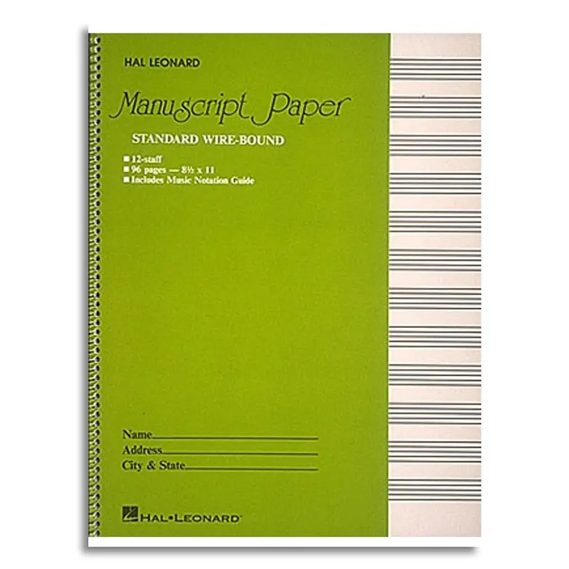 Manuscript Wirebound Green 96PP 12 Stave - Book