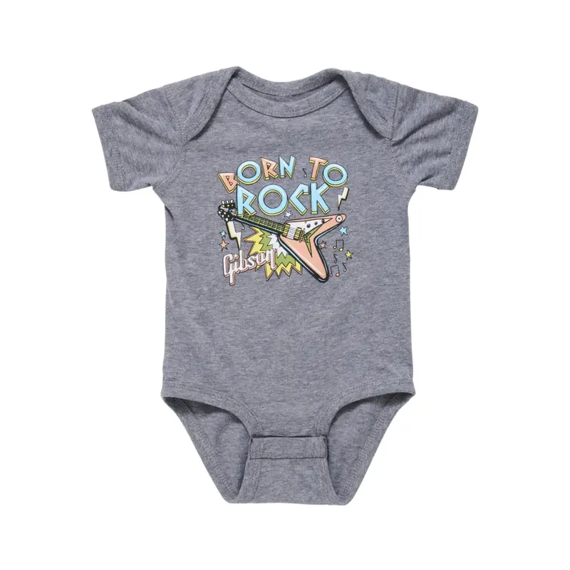 Gibson Born To Rock Baby Onesie - Gray 12/18M